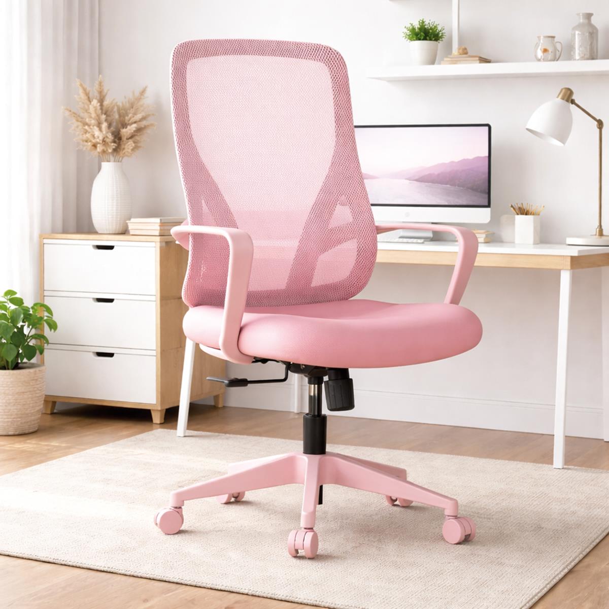 SILLA OFICINA ROSA PRASLINVISTATRASERAFONDOBLANCO