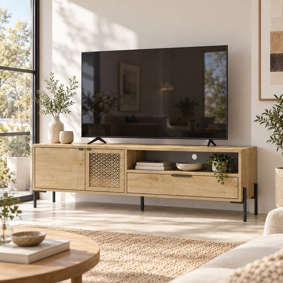 MUEBLE TV GOUNDI 2P 1C 1H ROBLE