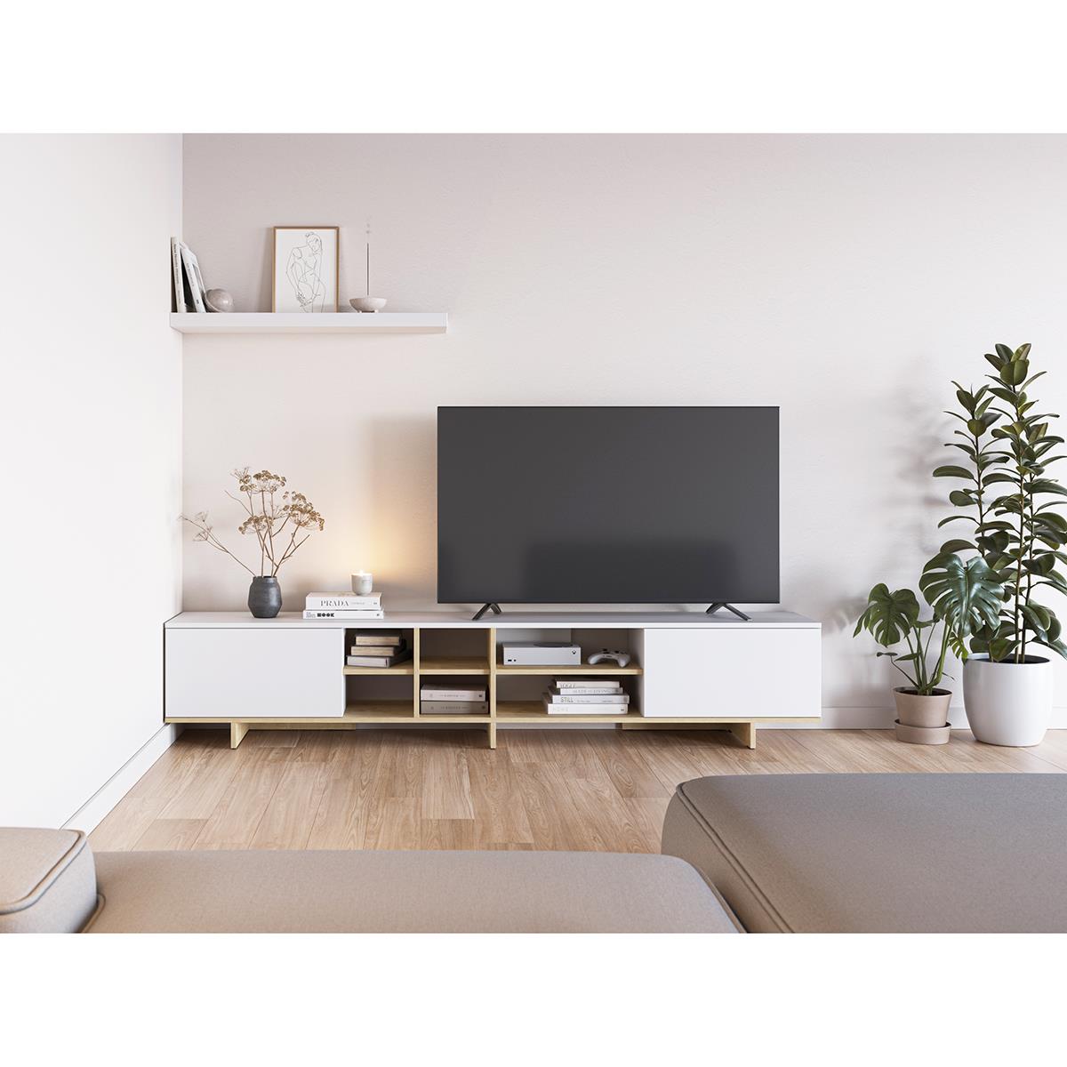 MUEBLE TV NOTSE 2P BLANCO/ROBLE